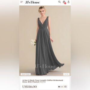 JJ House grey bridesmaid dress, size 4